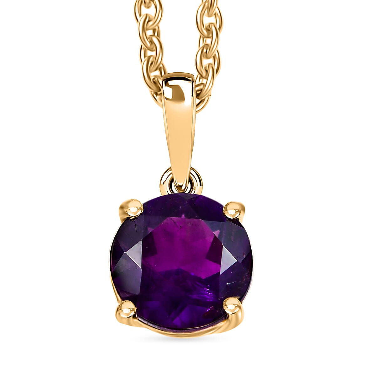 3 Piece Set -  African Amethyst Earring, Ring, Pendant with Chain (Size 20) in 14K Yellow Gold Plated Sterling Silver 3.75 Ct, Silver Wt. 5.34 Gms. 4393499 5