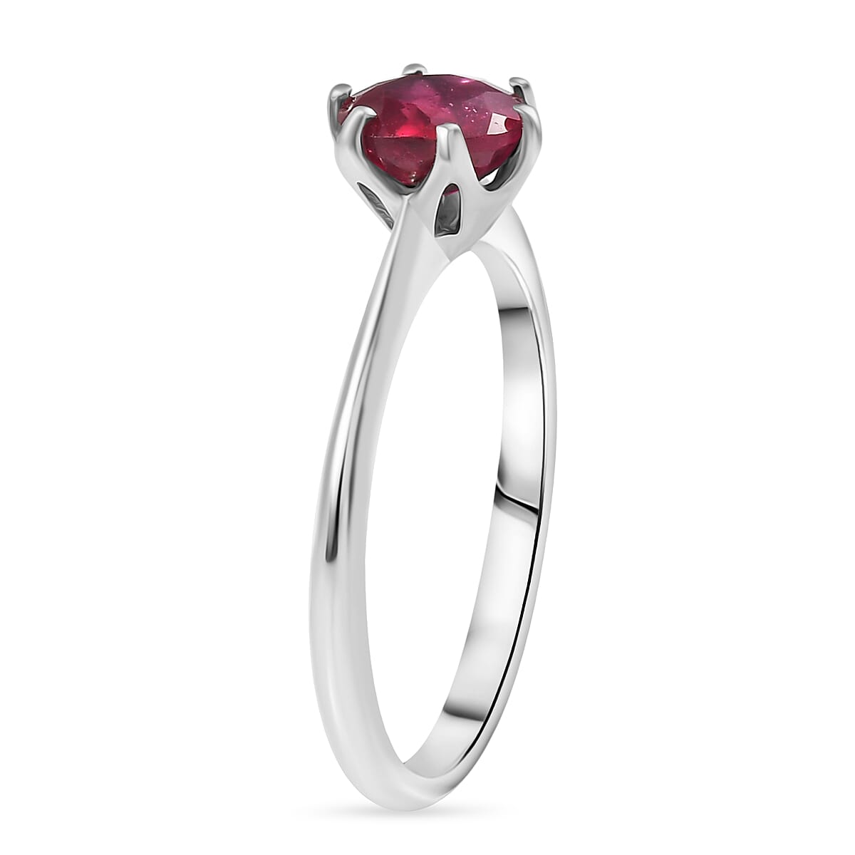 3 Piece Set - African Ruby Solitaire Stud Push Post Earring, Pendant and Solitaire Ring in Rhodium Overlay Sterling Silver 4.37 Ct. 4355688 5