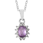 3 Piece Set - Amethyst and White Austrian Crystal Ring, Earrings (with Push Back) & Pendant with Chain (Size 20) in Stainless Steel 4.50 Ct.