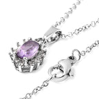 3 Piece Set - Amethyst and White Austrian Crystal Ring, Earrings (with Push Back) & Pendant with Chain (Size 20) in Stainless Steel 4.50 Ct.