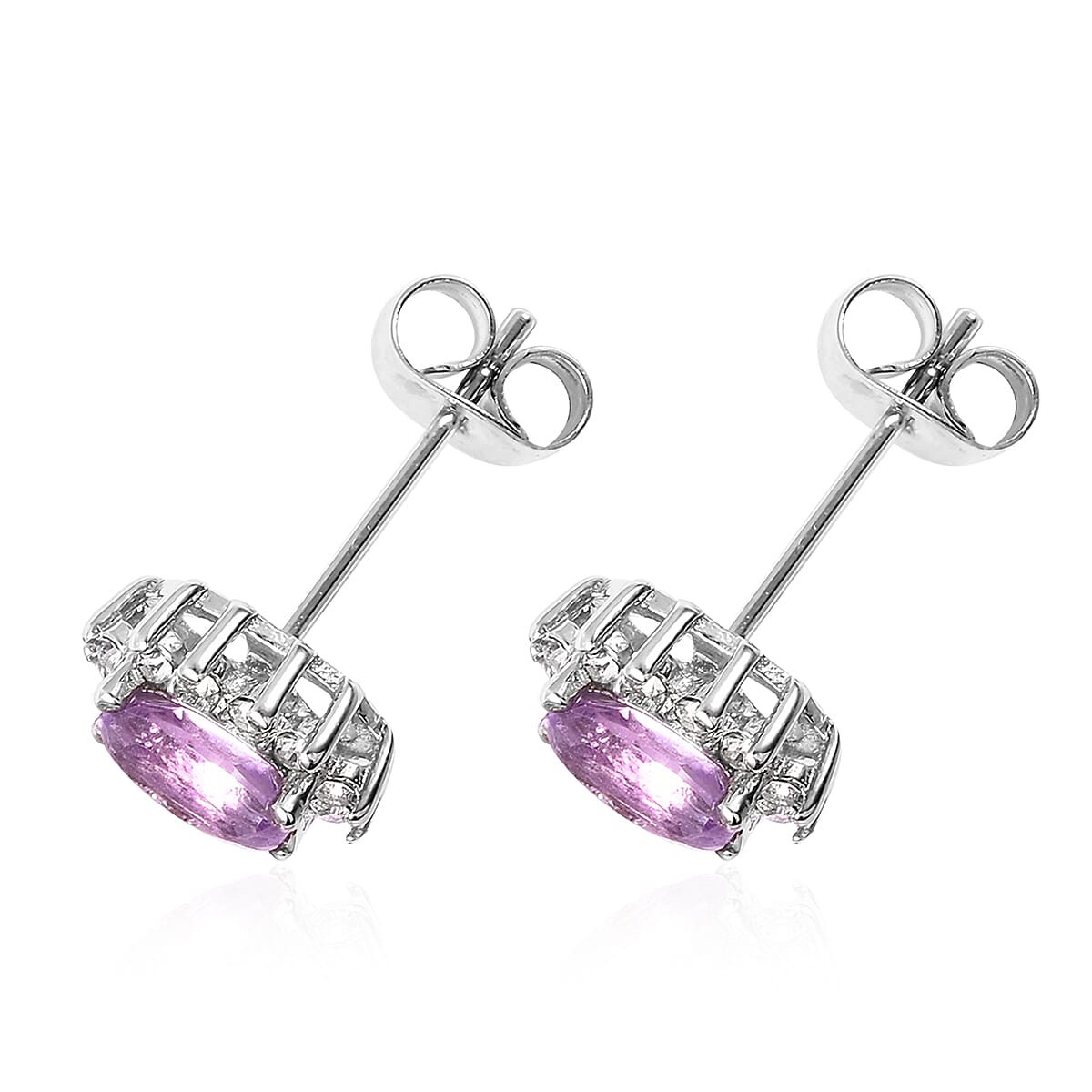 3 Piece Set - Amethyst and White Austrian Crystal Ring, Earrings (with Push Back) &amp; Pendant with Chain (Size 20) in Stainless Steel 4.50 Ct. 4031250 6