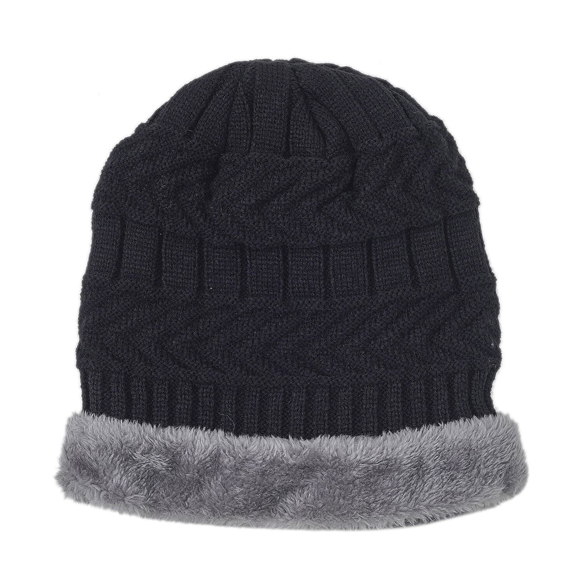 3 Piece Set - Winter Knit Slouchy Beanie Cap, Neck Warmer Scarf and Gloves - Black 7258921 2