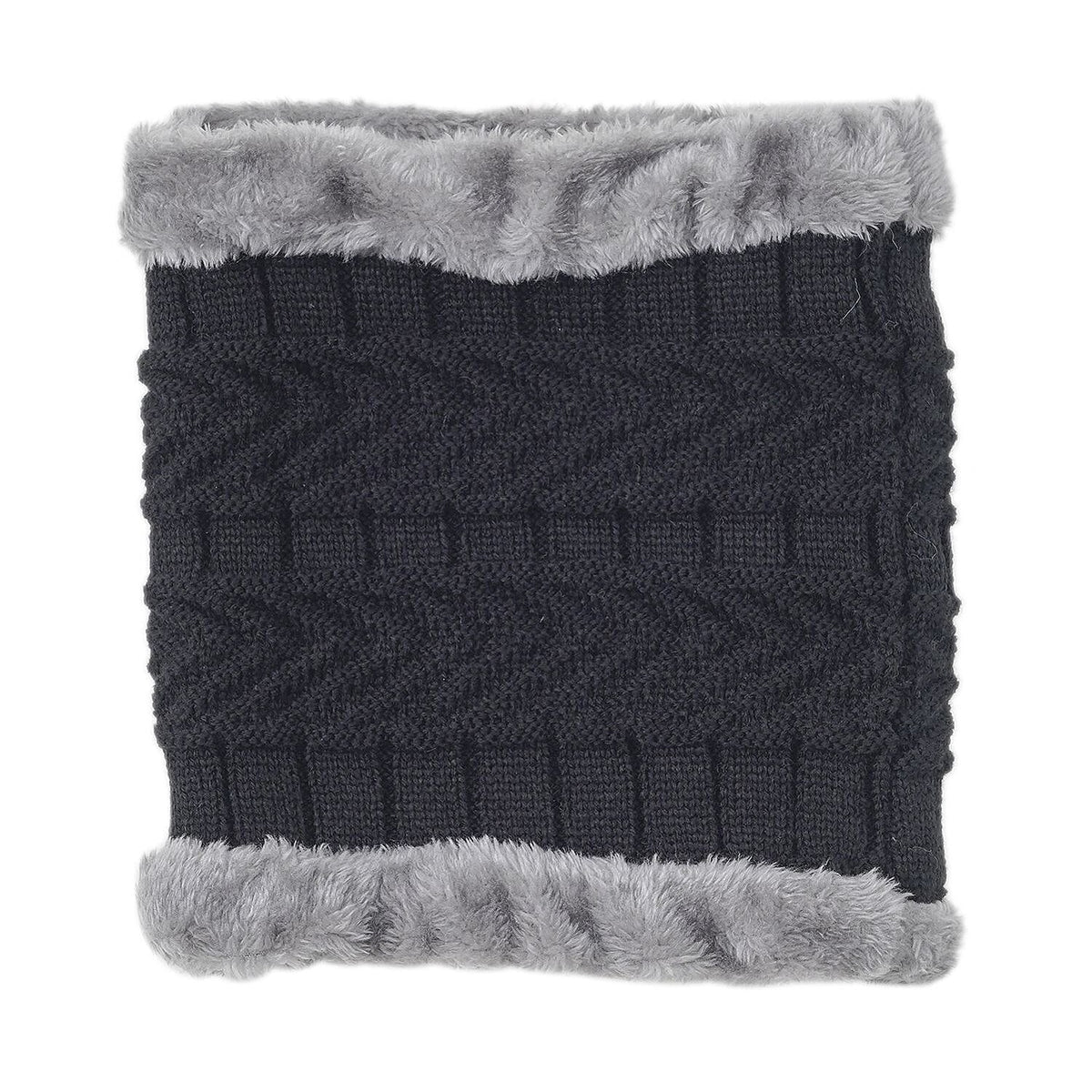 3 Piece Set - Winter Knit Slouchy Beanie Cap, Neck Warmer Scarf and Gloves - Black 7258921 3