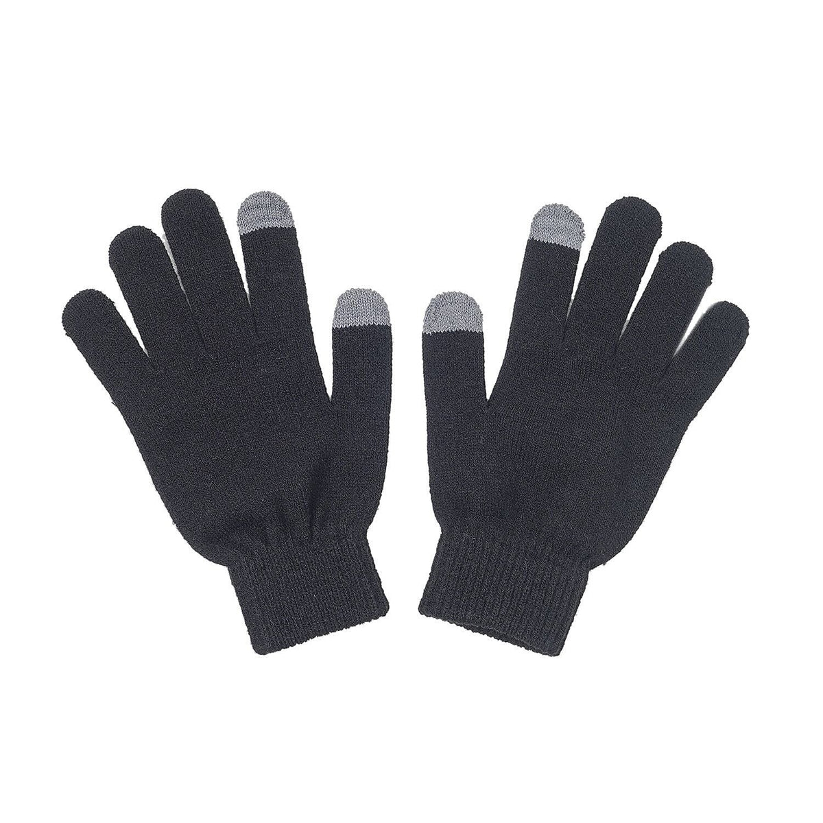 3 Piece Set - Winter Knit Slouchy Beanie Cap, Neck Warmer Scarf and Gloves - Black 7258921 5