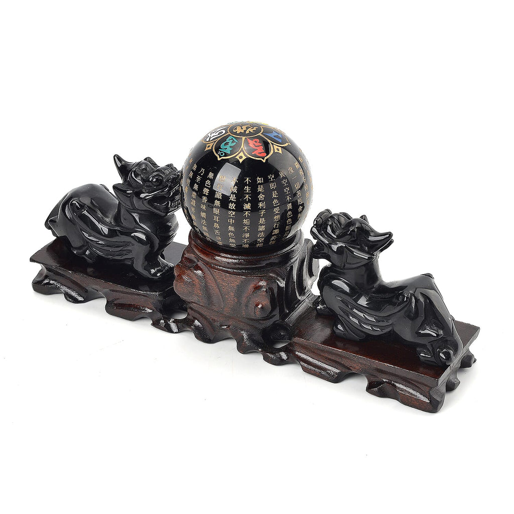 Handcrafted Pi Xiu Feng Shui Obsidian Figurine Sculptures With Stand & Stretchable Bracelet (Size - 7-7.5) - Presented in a Gift Box 11715.00 Ct.