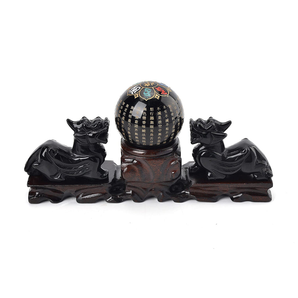 Handcrafted Pi Xiu Feng Shui Obsidian Figurine Sculptures With Stand & Stretchable Bracelet (Size - 7-7.5) - Presented in a Gift Box 11715.00 Ct.