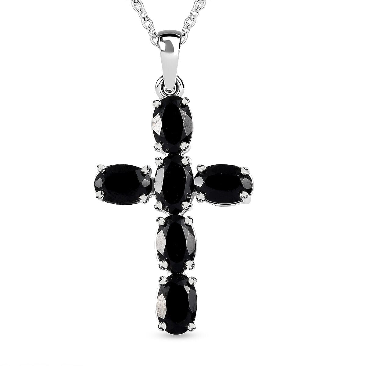 2 Piece Set - Boi Ploi Black Spinel Cross Pendant and Stud Earrings 4400870 4