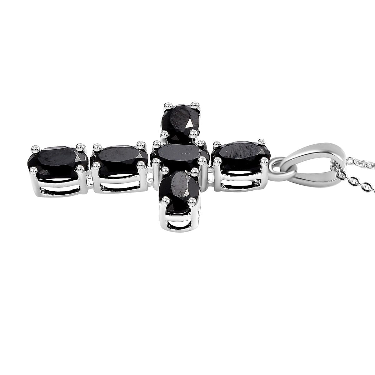 2 Piece Set - Boi Ploi Black Spinel Cross Pendant and Stud Earrings 4400870 5