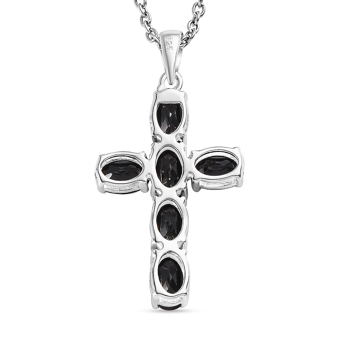 2 Piece Set - Boi Ploi Black Spinel Cross Pendant and Stud Earrings 4400870 6