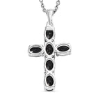 2 Piece Set - Boi Ploi Black Spinel Cross Pendant and Stud Earrings