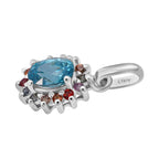 3 Piece Set - D'Joy Blue Zircon & Multi Sapphire Ring (Size - P), Pendant and Earring in Rhodium Overlay Sterling Silver 7.74 Ct.