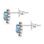 3 Piece Set - D'Joy Blue Zircon & Multi Sapphire Ring (Size - P), Pendant and Earring in Rhodium Overlay Sterling Silver 7.74 Ct.