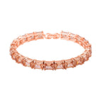 Set of 3 - Champagne Cubic Zirconia Bracelet (Size - 7), Push Back Earring & Pendant with Chain (Size 20-2 Ext) in Rose Gold Tone 8.20 Ct.