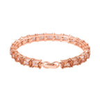 Set of 3 - Champagne Cubic Zirconia Bracelet (Size - 7), Push Back Earring & Pendant with Chain (Size 20-2 Ext) in Rose Gold Tone 8.20 Ct.