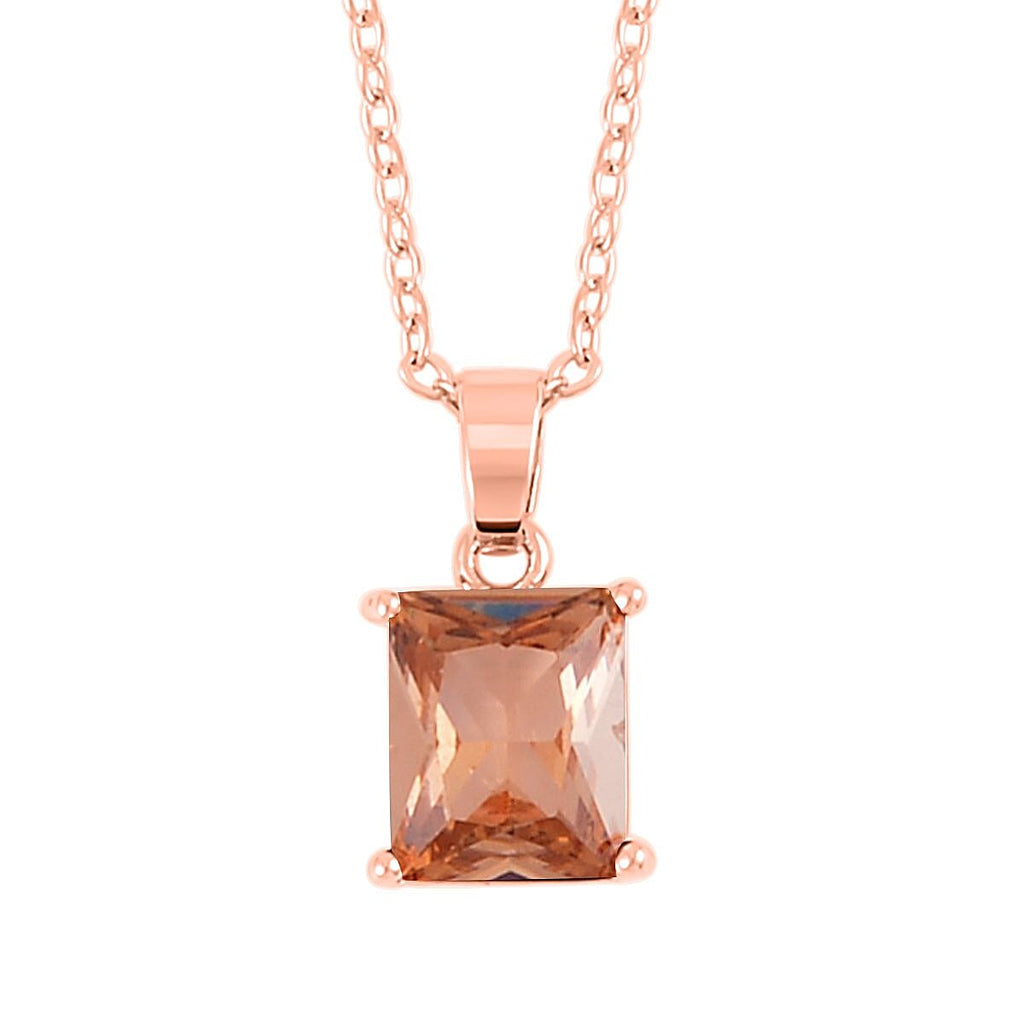 Set of 3 - Champagne Cubic Zirconia Bracelet (Size - 7), Push Back Earring & Pendant with Chain (Size 20-2 Ext) in Rose Gold Tone 8.20 Ct.