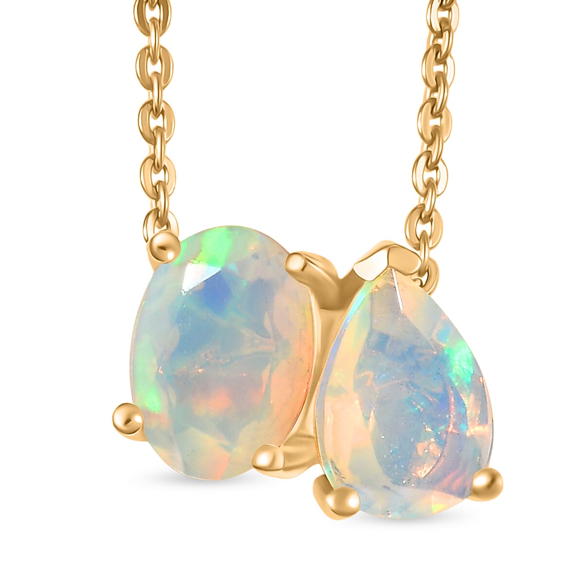 3 Piece Set - D'Joy TOI ET MOI Ethiopian Opal Earring, Ring and Pendant with Chain in 18K Vermeil Yellow Gold Plated Sterling Silver 4429689 6