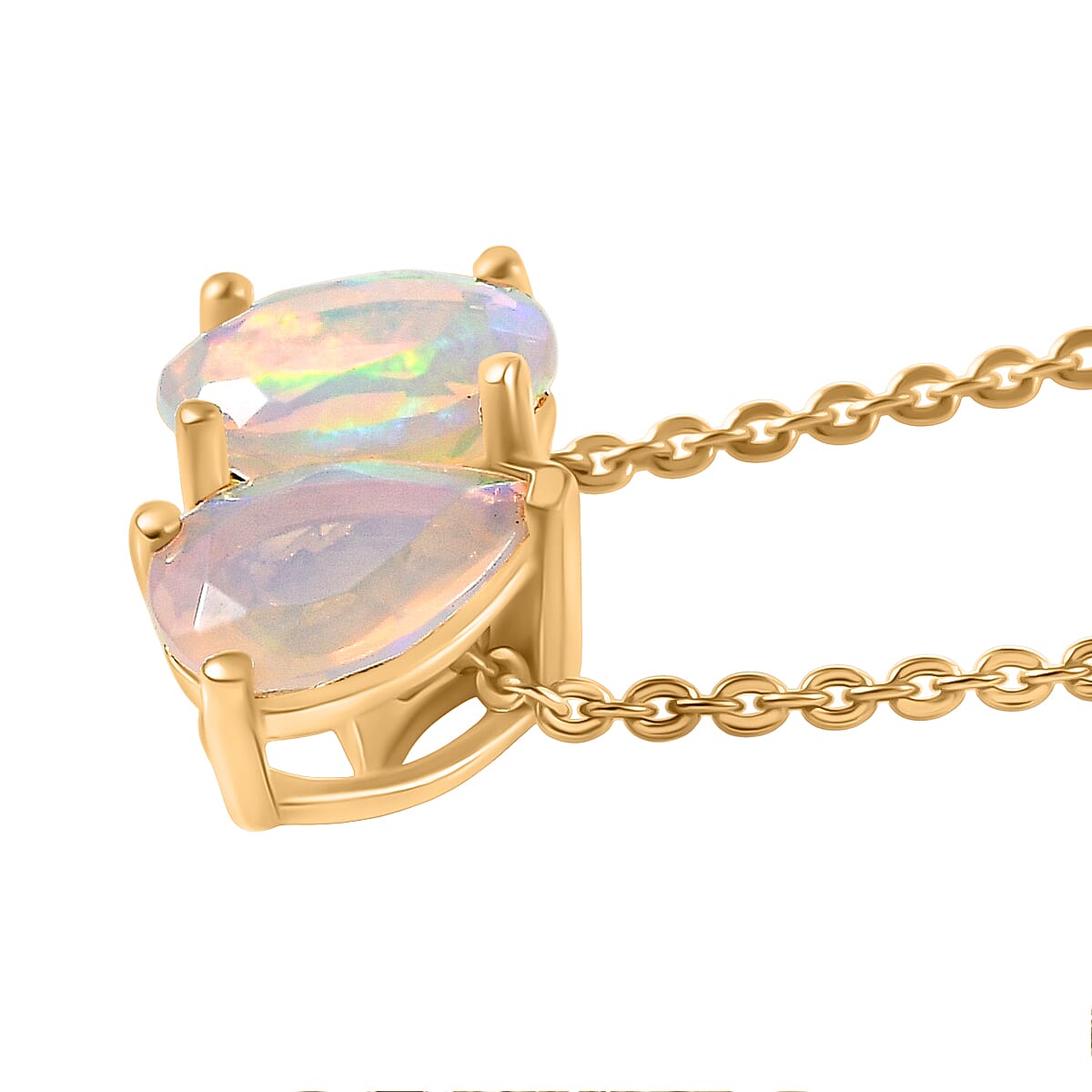 3 Piece Set - D'Joy TOI ET MOI Ethiopian Opal Earring, Ring and Pendant with Chain in 18K Vermeil Yellow Gold Plated Sterling Silver 4429689 7