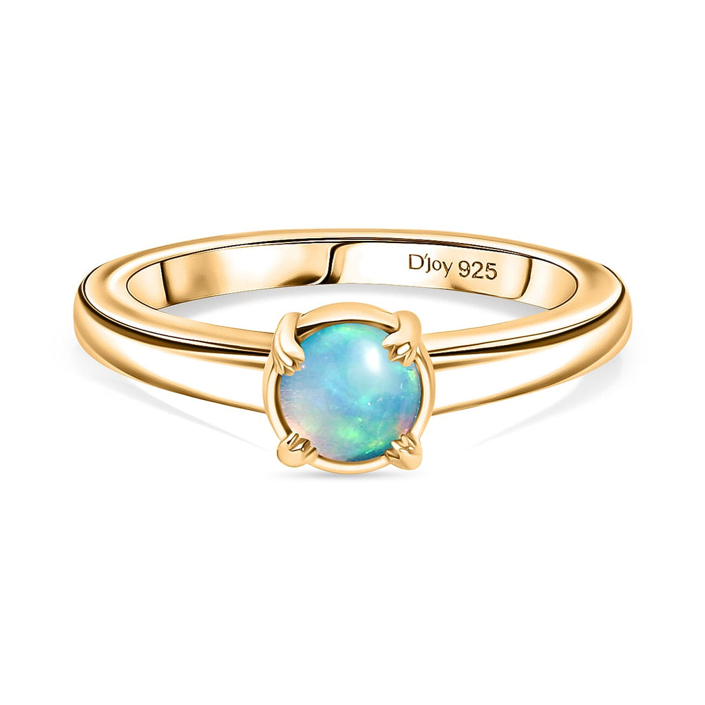 D'joy 3 Piece Set - Ethiopian Opal Earring, Ring & Pendant with Torn Chain 19DC (Size 20) in 18K Yellow Gold Plating Sterling Silver 1.28 Ct, Silver Wt. 5.54 Gms.