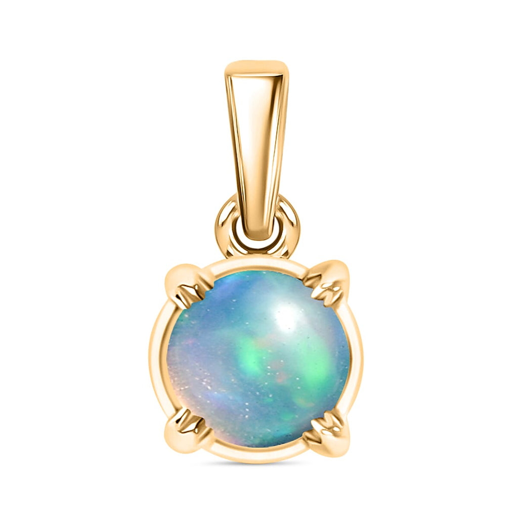 D'joy 3 Piece Set - Ethiopian Opal Earring, Ring & Pendant with Torn Chain 19DC (Size 20) in 18K Yellow Gold Plating Sterling Silver 1.28 Ct, Silver Wt. 5.54 Gms.