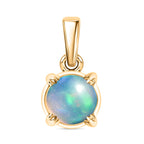 D'joy 3 Piece Set - Ethiopian Opal Earring, Ring & Pendant with Torn Chain 19DC (Size 20) in 18K Yellow Gold Plating Sterling Silver 1.28 Ct, Silver Wt. 5.54 Gms.