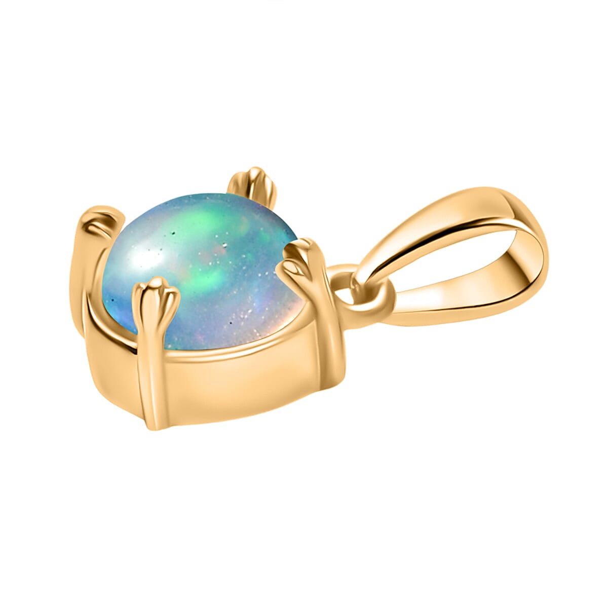 D'joy 3 Piece Set - Ethiopian Opal Earring, Ring &amp; Pendant with Torn Chain 19DC (Size 20) in 18K Yellow Gold Plating Sterling Silver 1.28 Ct, Silver Wt. 5.74 Gms. V32645617 6
