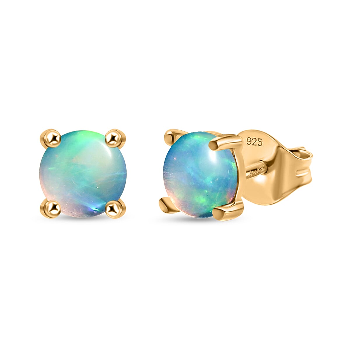 D'joy 3 Piece Set - Ethiopian Opal Earring, Ring &amp; Pendant with Torn Chain 19DC (Size 20) in 18K Yellow Gold Plating Sterling Silver 1.28 Ct, Silver Wt. 5.74 Gms. V32645617 7