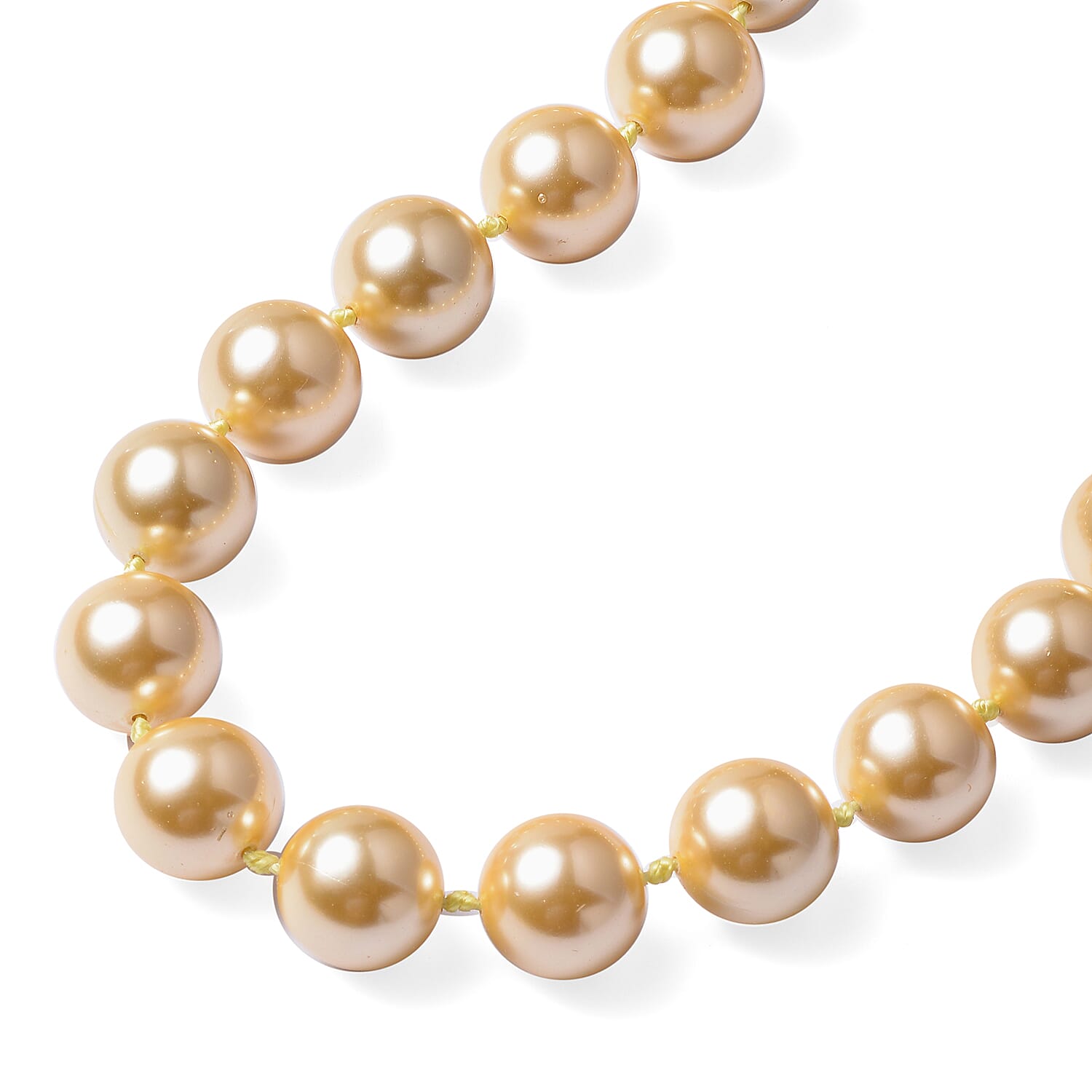 3 Piece Set - Golden Shell Pearl Necklace Size 20 with Bracelet and Stud Earrings in Silver Tone 4010473 3