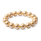 Shell Pearl Necklace (Size 20) Stretchable Bracelet and Stud Earrings in Golden Colour