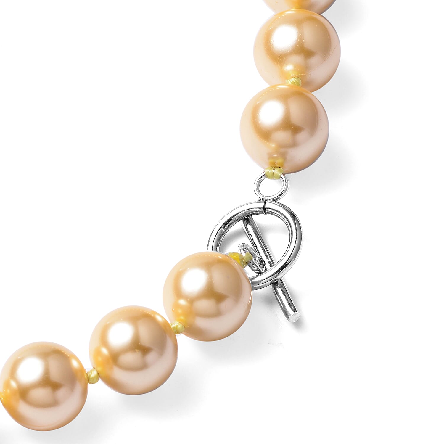 3 Piece Set - Golden Shell Pearl Necklace Size 20 with Bracelet and Stud Earrings in Silver Tone 4010473 5