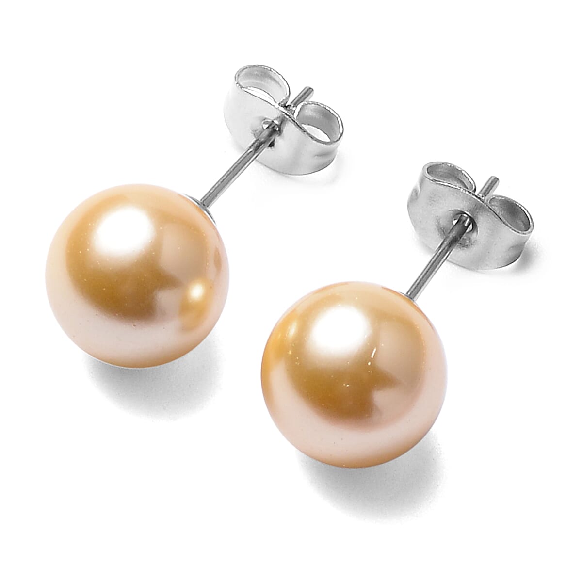 3 Piece Set - Golden Shell Pearl Necklace Size 20 with Bracelet and Stud Earrings in Silver Tone 4010473 6