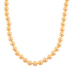 Set of 3 - Golden Shell Pearl Beads Stretchable Bracelet (Size - 7), Push Back Earring & T-Bar Clasp Necklace (Size - 20)