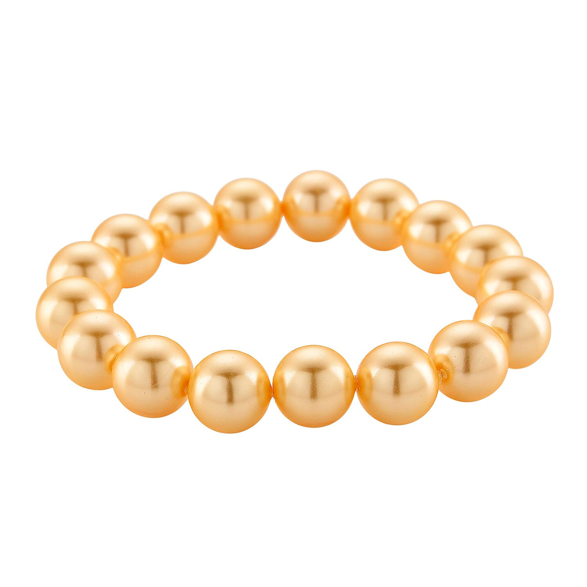 Set of 3 - Golden Shell Pearl Beads Stretchable Bracelet (Size - 7), Push Back Earring &amp; T-Bar Clasp Necklace (Size - 20) V32514783 6