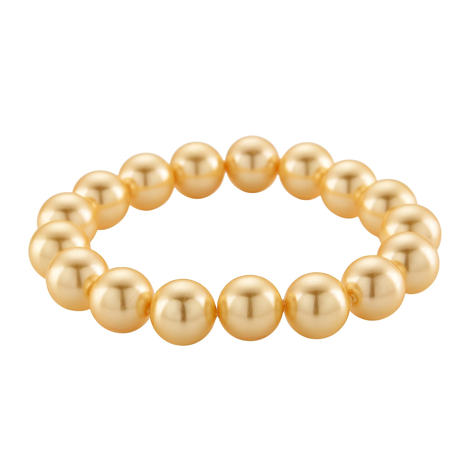 Set of 3 - Golden Shell Pearl Beads Stretchable Bracelet (Size - 7), Push Back Earring &amp; T-Bar Clasp Necklace (Size - 20) V32514783 6