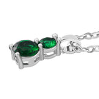 3 Piece Set - Green Cubic Zirconia Bracelet,Earring,Pendant with Chain (Size 20)
