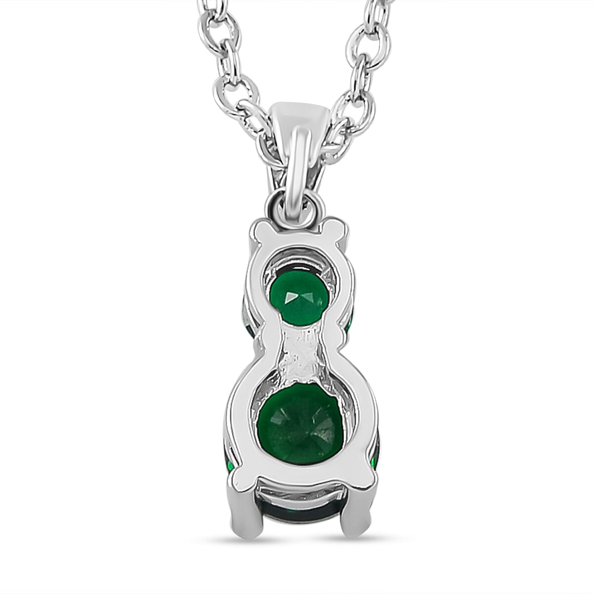 3 Piece Set - Green Cubic Zirconia Bracelet, Half-Hoop Earrings and Pendant with Chain (Size 20) 4288360 3