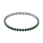3 Piece Set - Green Cubic Zirconia Bracelet,Earring,Pendant with Chain (Size 20)