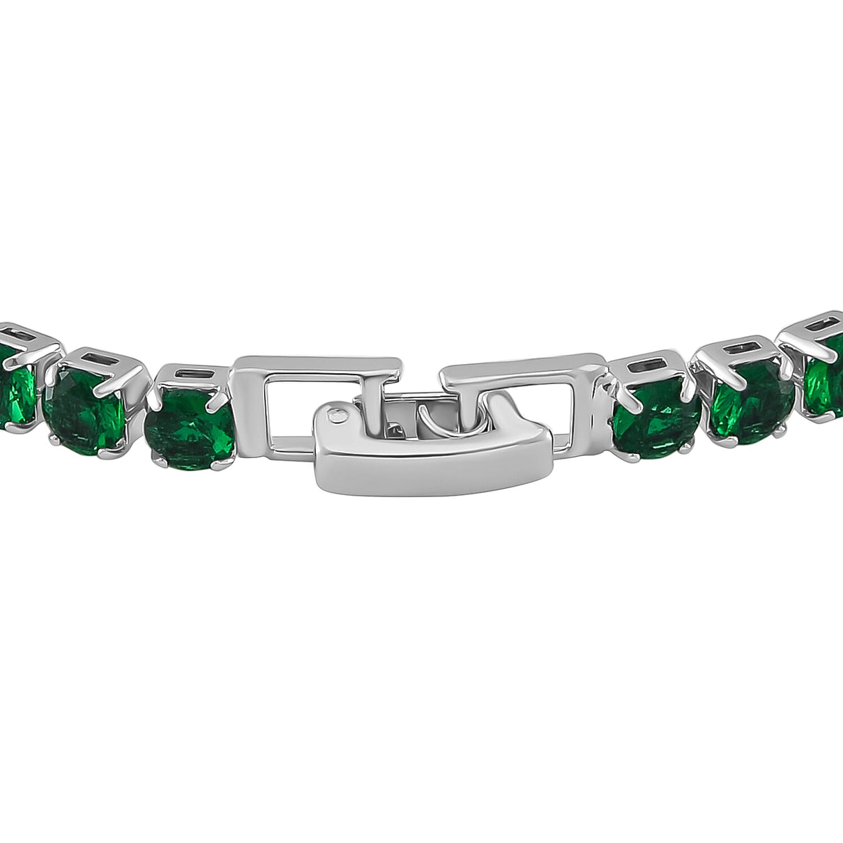 3 Piece Set - Green Cubic Zirconia Bracelet, Half-Hoop Earrings and Pendant with Chain (Size 20) 4288360 5