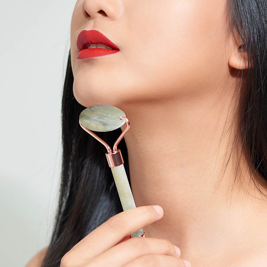 3 Piece Set Jade Skin Care Tools Include Facial Roller,Scraping Massager Plate and Eye Mask 3463123 1