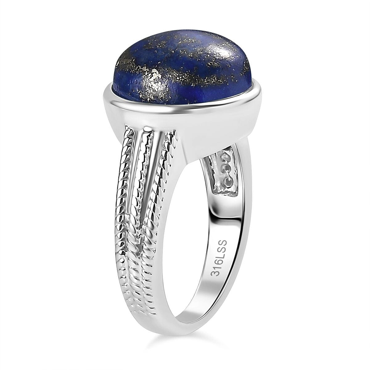 3 Piece Set - Lapis Lazuli Earring with Push Back, Ring &amp; Pendant with Chain (Size 20) 23.42 Ct. V32716630 5