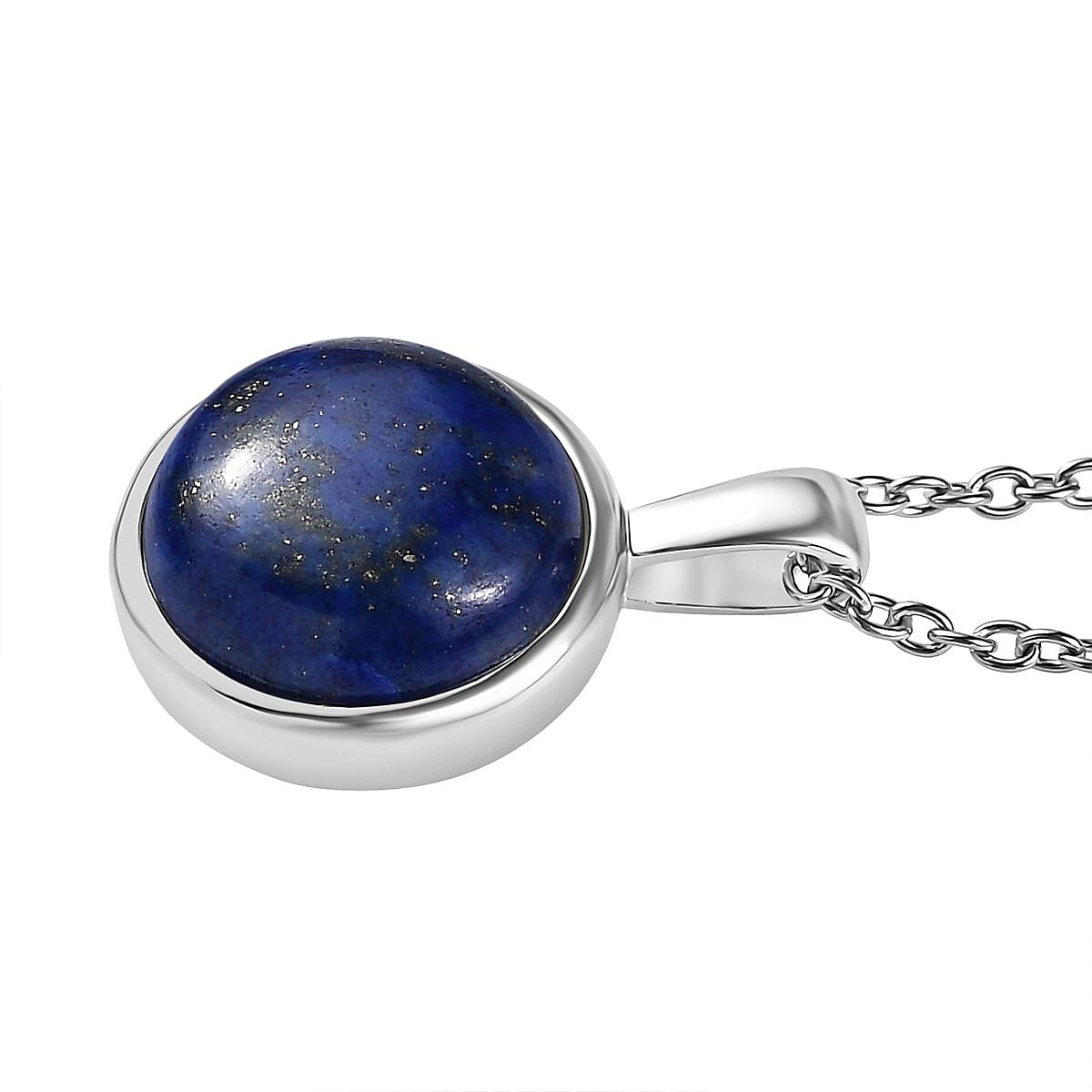 3 Piece Set - Lapis Lazuli Earring with Push Back, Ring &amp; Pendant with Chain (Size 20) 23.42 Ct. V32716630 7
