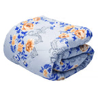 3 Piece Set - Micro Fiber Quilted Printed Reversible Comforter with 2 Pillow Cover (Double Size, 200x200 cm) - Sky Blue
