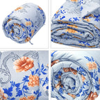 3 Piece Set - Micro Fiber Quilted Printed Reversible Comforter with 2 Pillow Cover (Double Size, 200x200 cm) - Sky Blue