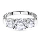 3 Piece Set - Moissanite 3 Stone Ring, Earrings and Necklace in Platinum Overlay Sterling Silver 7.19 Ct