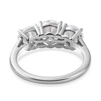 3 Piece Set - Moissanite 3 Stone Ring, Earrings and Necklace in Platinum Overlay Sterling Silver 7.19 Ct