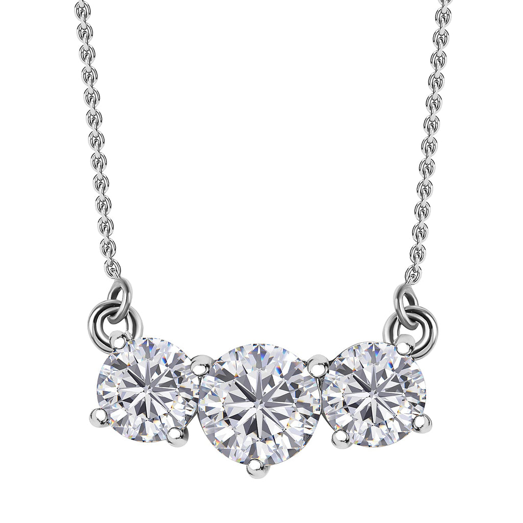 3 Piece Set - Moissanite 3 Stone Ring, Earrings and Necklace in Platinum Overlay Sterling Silver 7.19 Ct