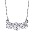 3 Piece Set - Moissanite 3 Stone Ring, Earrings and Necklace in Platinum Overlay Sterling Silver 7.19 Ct