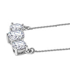 3 Piece Set - Moissanite 3 Stone Ring, Earrings and Necklace in Platinum Overlay Sterling Silver 7.19 Ct