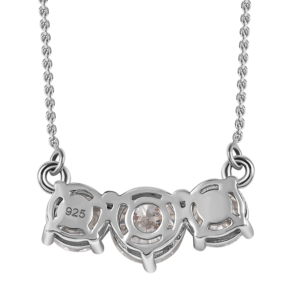 3 Piece Set - Moissanite 3 Stone Ring, Earrings and Necklace in Platinum Overlay Sterling Silver 7.19 Ct 4214195 9