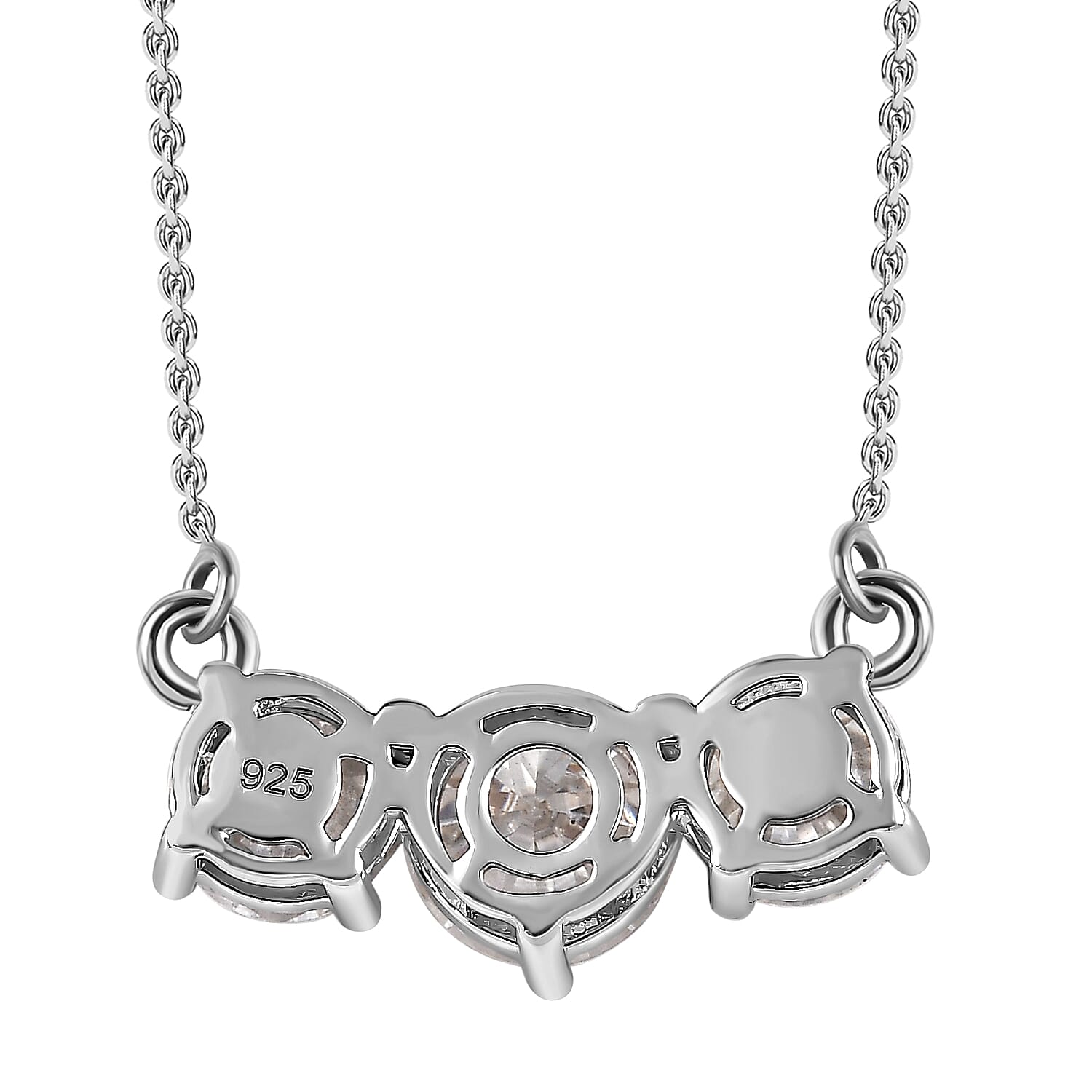 3 Piece Set - Moissanite 3 Stone Ring, Earrings and Necklace in Platinum Overlay Sterling Silver 7.19 Ct 4214195 9
