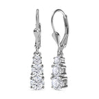 3 Piece Set - Moissanite 3 Stone Ring, Earrings and Necklace in Platinum Overlay Sterling Silver 7.19 Ct